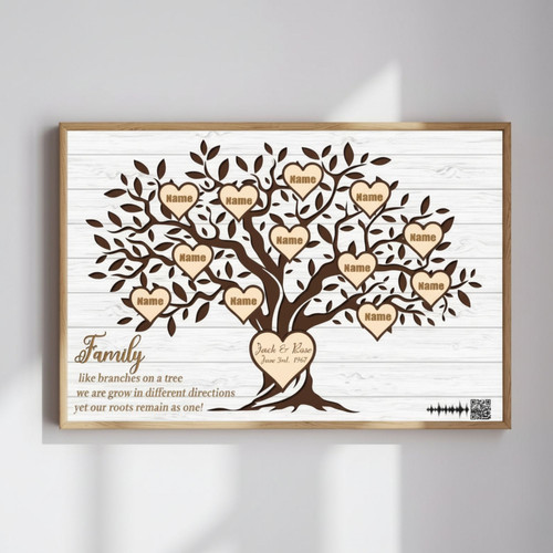 Custom Family Tree Canvas - Rustic Heritage Name Art Keepsake | Familywalldecor