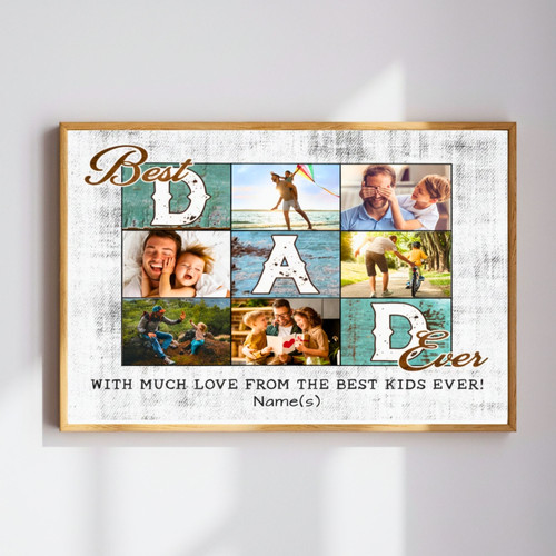 Custom Photo Canvas - Best Dad Ever Keepsake from Kids | Familywalldecor