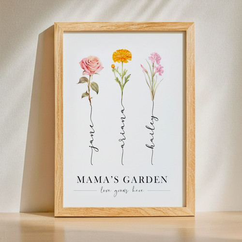 Grandma's Birth Flower Garden Canvas - Custom Family Keepsake Gift | Familywalldecor