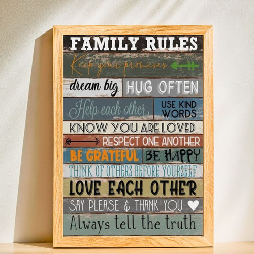 Heartfelt Family Rules Canvas - Personalized Farmhouse Style Art | Familywalldecor