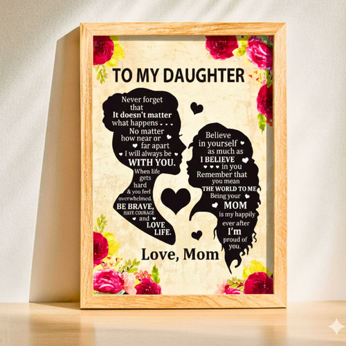 Heartfelt Mother-Daughter Birthday Quote Canvas for Bedroom | Familywalldecor