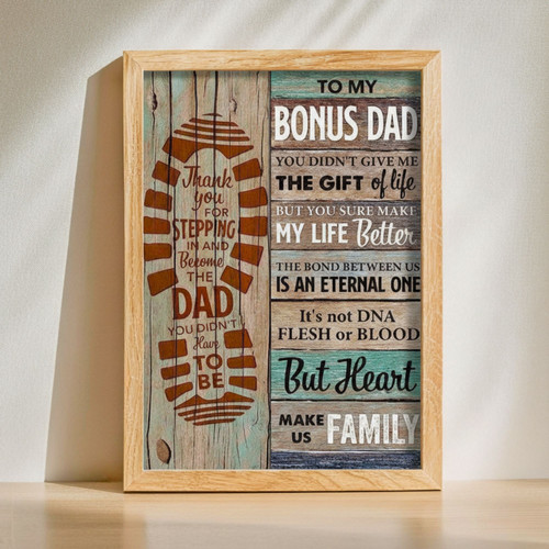 Heartfelt Canvas Wall Art For Bonus Dad Gifts - Home Office Decor | Family Wall Decor