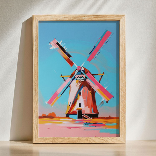 Vibrant Windmill Canvas - Modern Farmhouse Bedroom Charm | Family Wall Decor