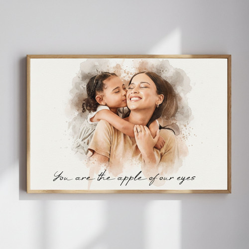 Watercolor Mom & Daughter Canvas Keepsake for Mother's Day Gift | Familywalldecor