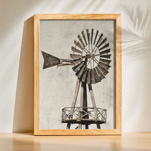Windmill Canvas For Modern Farmhouse - Rustic Country Art For Living Room | Family Wall Decor