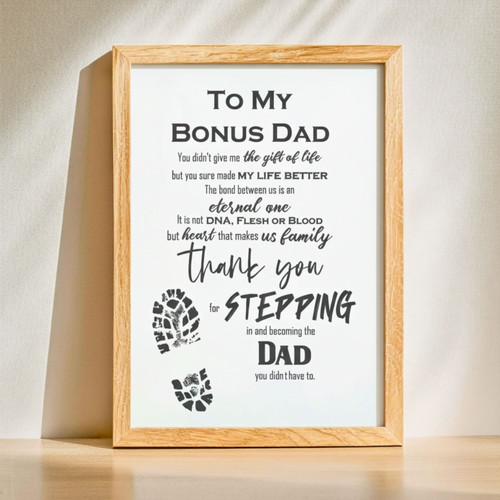 Bonus Dad Appreciation Canvas: Blended Family Father's Day Art | Family Wall Decor
