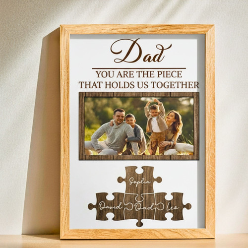 Custom Puzzle Photo Canvas - Heartfelt Step Dad Gift from Kids | Family Wall Decor