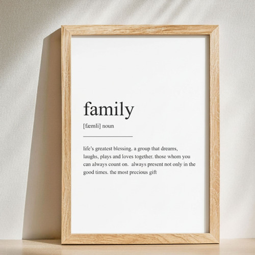 Family Definition Canvas - Minimalist Modern Wall Art Print | Family Wall Decor
