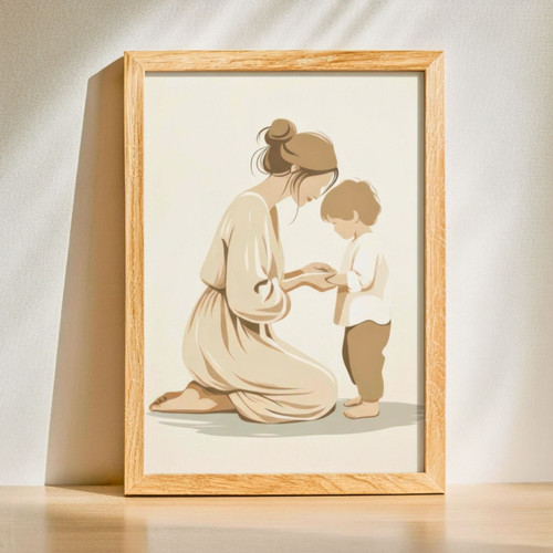 Heartfelt Minimalist Mother Son Bond Canvas Keepsake | Family Wall Decor