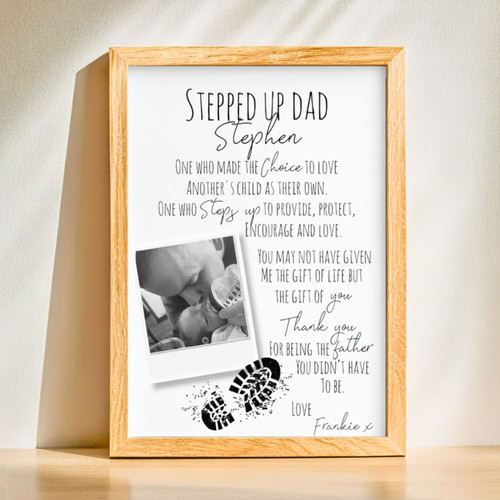 Thoughtful Step Dad Gift Canvas With Poem For Father's Day Or Christmas | Family Wall Decor