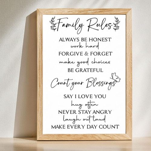 Family Rules Canvas – Inspirational Wall Art for Home Decor | Familywalldecor
