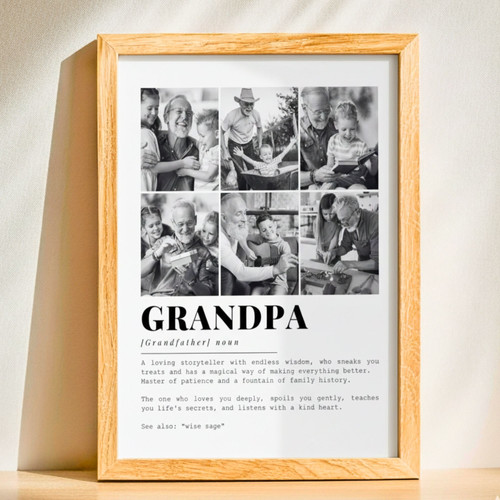 Thoughtful Grandpa Definition Canvas With Custom Photo Collage For Father's Day - Pop Pop Wall Art Gift | Familywalldecor