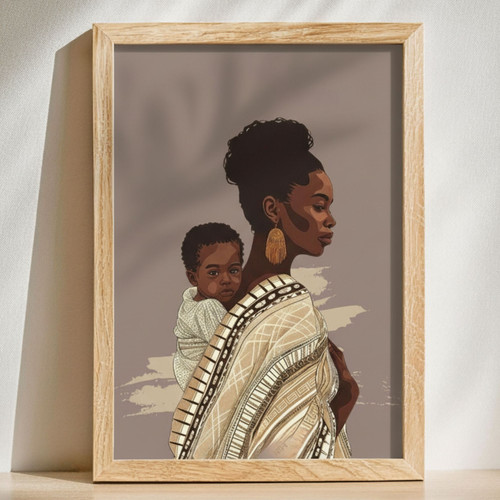 Afro-American Mother-Son Bond - A Heartfelt Canvas Gift for Mom | Family Wall Decor