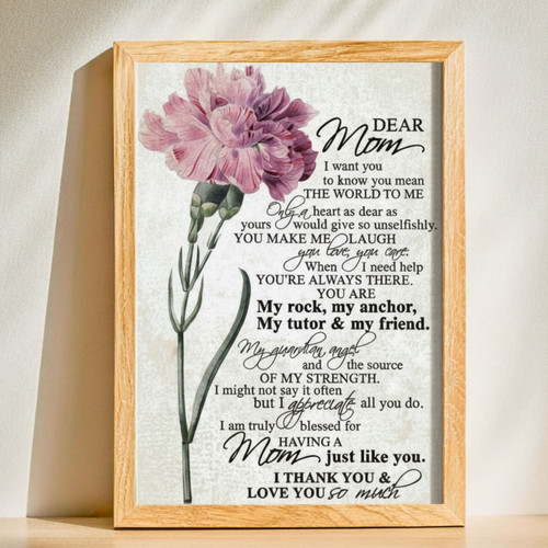 Carnation Poem Canvas - Heartfelt Daughter Gift for Mom's D�cor | Familywalldecor