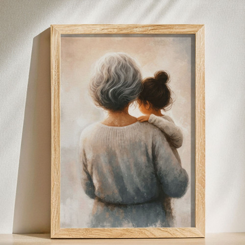 Grandmother Painting Canvas Gift For Grandchildren - Wall Art For Living Room | Familywalldecor