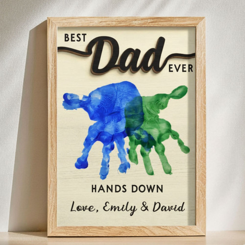Personalized Hands Down Dad Wood Sign For Father's Day - Custom Handprints And Message Decor | Familywalldecor