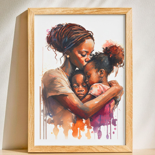Mother's Love Canvas Art For Black Family - Heartfelt Gift For Living Room | Family Wall Decor
