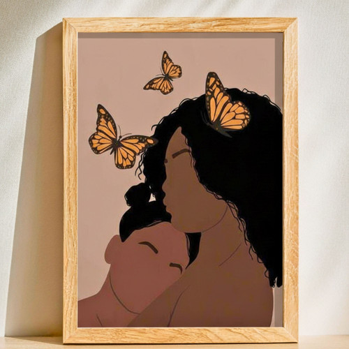 Personalized Black Family Art - Mother Daughter Home Canvas Gift | Familywalldecor