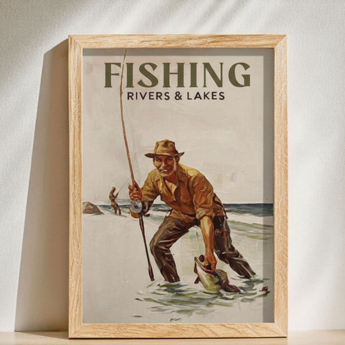 Heartfelt Dad Fishing Canvas Art For Living Room - Retro Style Fishing Decor With Custom Name | Familywalldecor