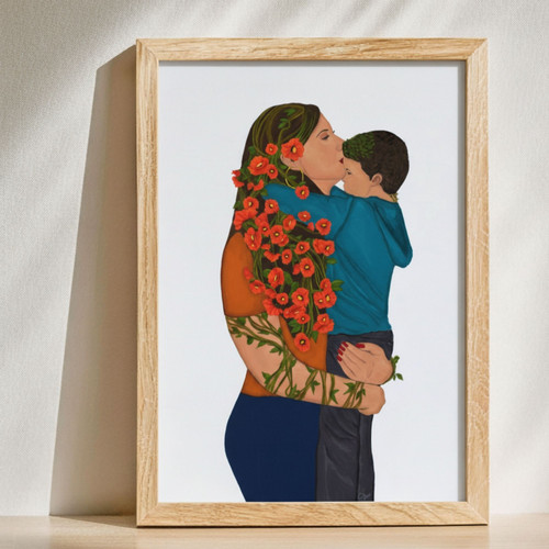 Personalized Mother & Son Canvas Keepsake for Kids Room | Family Wall Decor