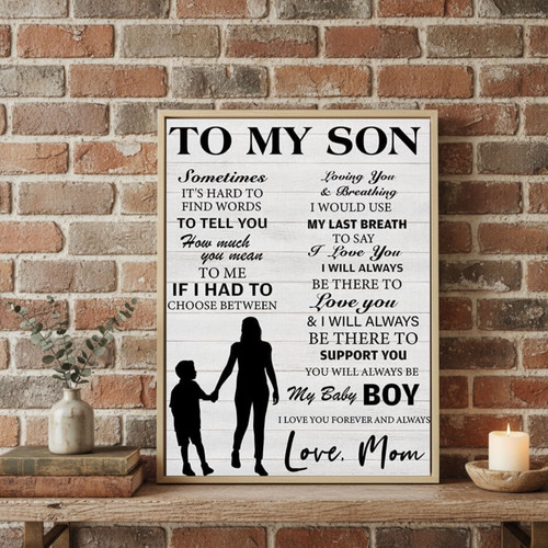 Inspirational Rustic Canvas - Mother Son Wall Art With 'I Love You Forever' Quote For Home DéCor, Thoughtful Gift From Mom | Familywalldecor