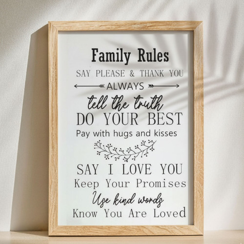 Family Rules Canvas – Family Room Wall Decor and Gift | Family Wall Decor