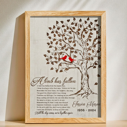 Cardinal Tree Canvas - Custom Memorial Art for Mom & Dad Loss | Family Wall Decor