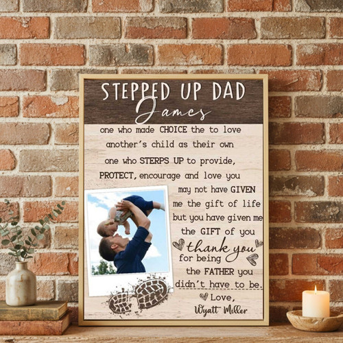 Custom Step Dad Canvas - Heartfelt Gift from Daughter/Son | Familywalldecor