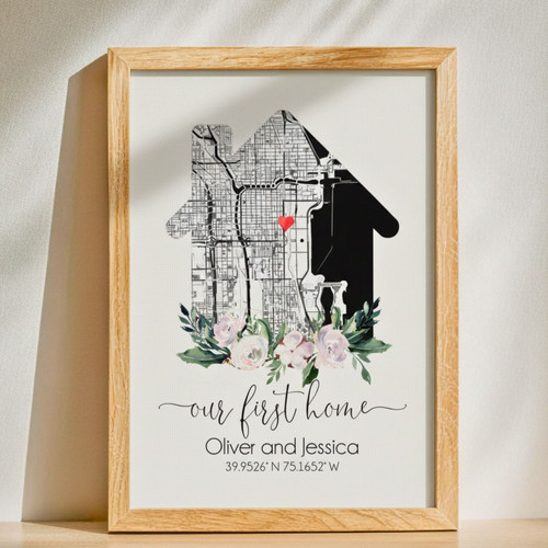 Our First Home Canvas - Personalized Housewarming Gift for Buyers | Family Wall Decor