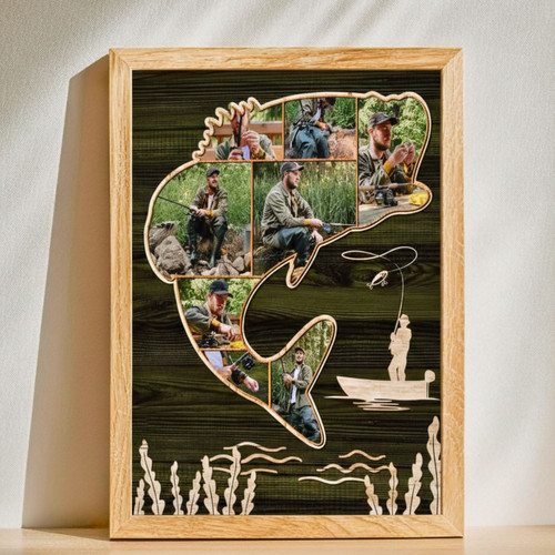 Personalized Dad Fishing Photo Canvas For Christmas, Anniversary - Gift For Father | Familywalldecor