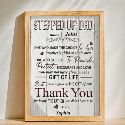 Heartfelt Step Dad Canvas Art - Personalized Gifts For Father's Day & Birthday From Son And Daughter | Familywalldecor