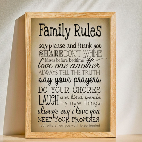 Vintage Family Rules Quote Canvas For Family Name - Personalized Wall Art DéCor For Living Room | Familywalldecor