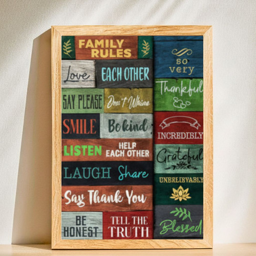 Custom Farmhouse Canvas - Our Family Rules for Your Living Room | Familywalldecor