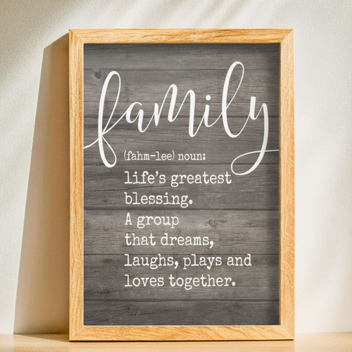 Framed Family Definition Canvas - Meaningful Living Room Decor | Family Wall Decor