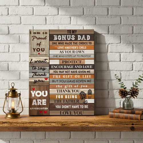 Heartfelt Appreciation Canvas for Stepdads - Personalized Gift | Family Wall Decor