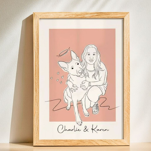 Heartfelt Pet Loss Line Art Canvas - Custom Dog Photo Keepsake | Family Wall Decor