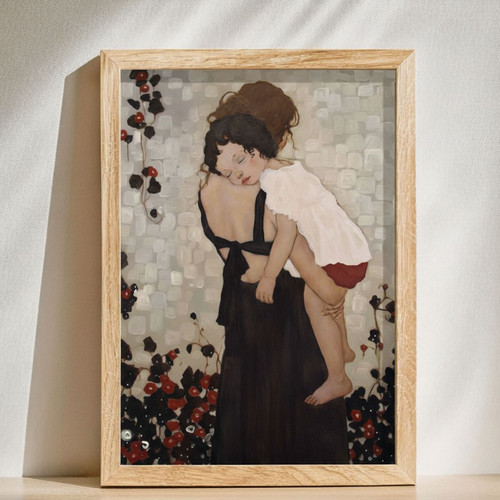Gustav Klimt Mother Son Canvas Art - Personalized Touch For Living Room | Familywalldecor