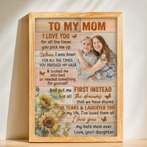 To My Mom Canvas – Sunflower Mom and Daughter Wall Art Gift | Familywalldecor