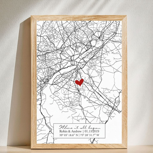 Anniversary Canvas - Custom Map Art for New Homeowners | Family Wall Decor