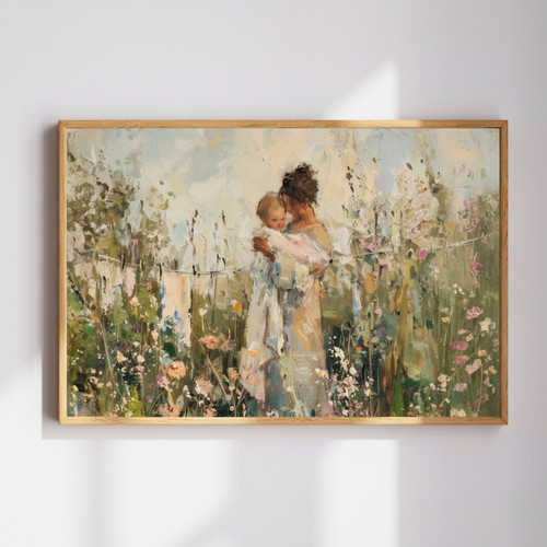 Cottagecore Motherhood Canvas - Charming Art for Mom's Laundry Room | Family Wall Decor