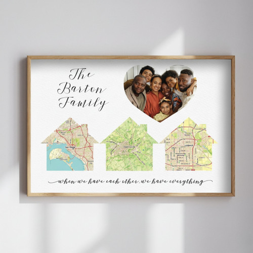 Distance Family Map Canvas - Heartfelt Photo Gift for Parents | Family Wall Decor