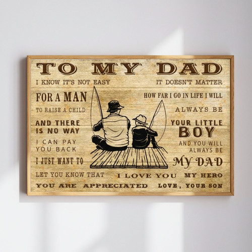 Personalized Fishing Dad Canvas For Fathers - Touching Gift For Fisherman Dad, Perfect For Living Room Or Man Cave | Familywalldecor