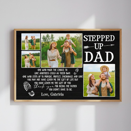 Heartfelt Personalized Canvas - Step Dad Photo Gift from Kids | Family Wall Decor