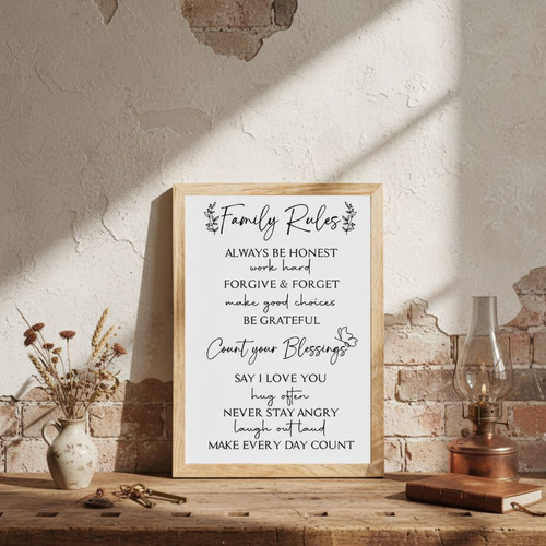 Inspirational Family Rules Canvas - Heartfelt Home D�cor Gift | Familywalldecor