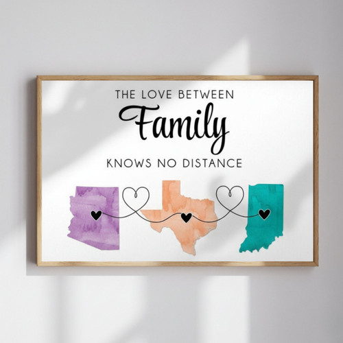 Long Distance Family Gift Canvas - Customizable Location Map Design For Moving Or Deployment | Familywalldecor