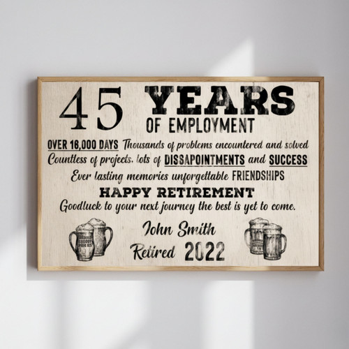 Personalized Retirement Canvas For Entryway - Rustic Distressed DéCor For Retirement Celebration | Familywalldecor