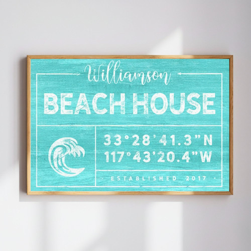 Coastal Family Canvas - Personalized Ocean Wave Home Keepsake | Family Wall Decor