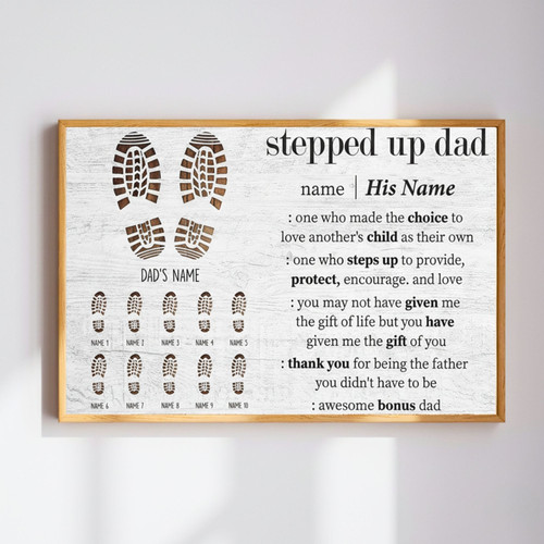 Heartfelt Canvas Gift - Stepped Up Dad Shoes Print Art | Family Wall Decor