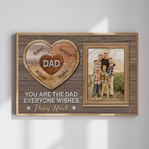 Heartfelt Dad Puzzle Canvas - Kids' Names, Father's Day Keepsake | Familywalldecor