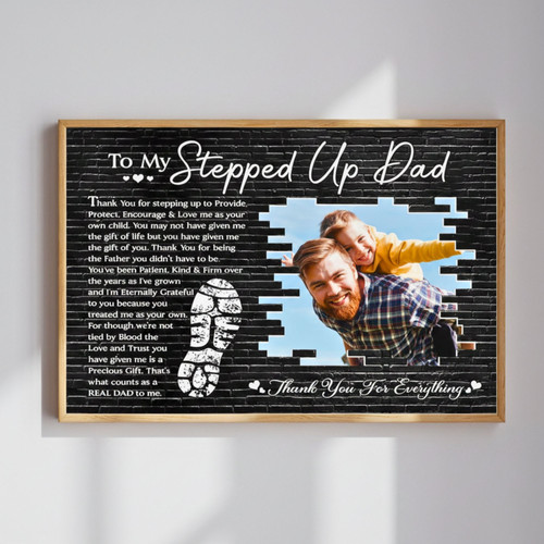 Heartfelt Photo Canvas - Custom Step Dad Father's Day Keepsake | Family Wall Decor